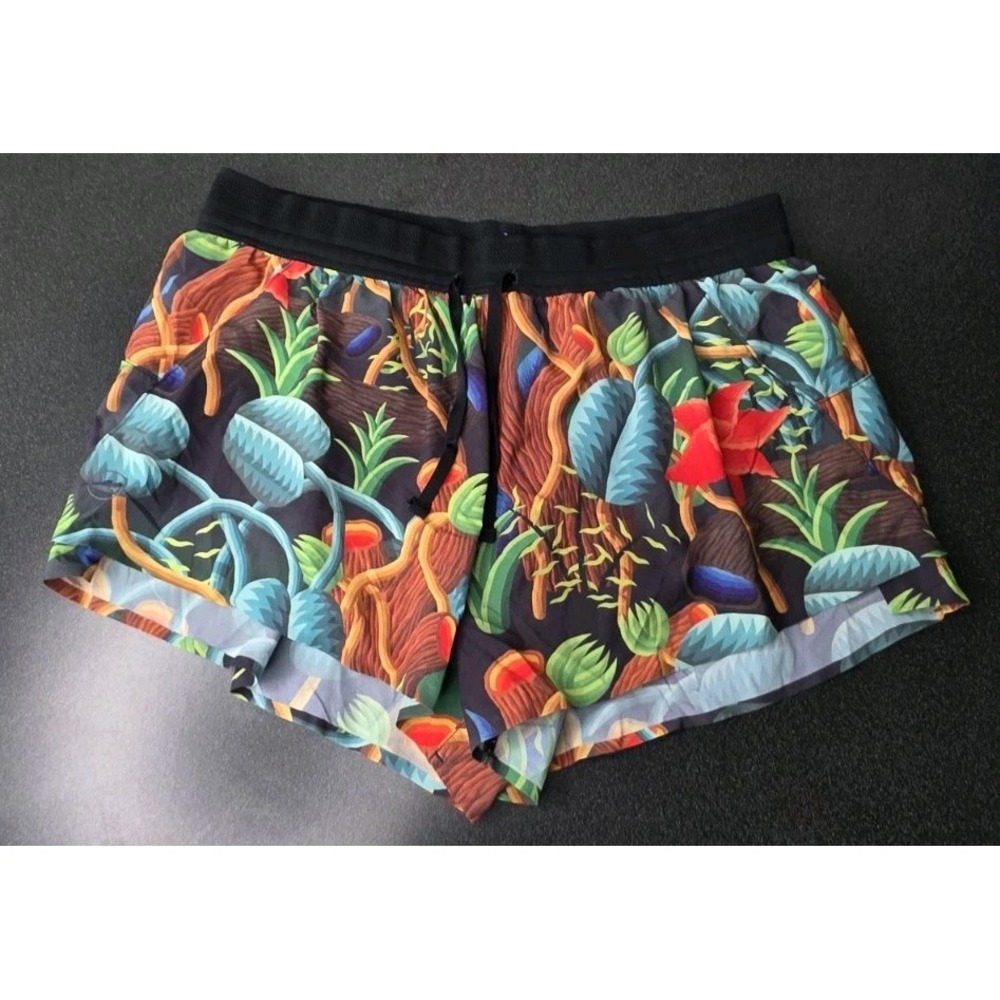 New Janji 2.5" AFO Middle Short Naturaleza Floral Women M Running Lined Training